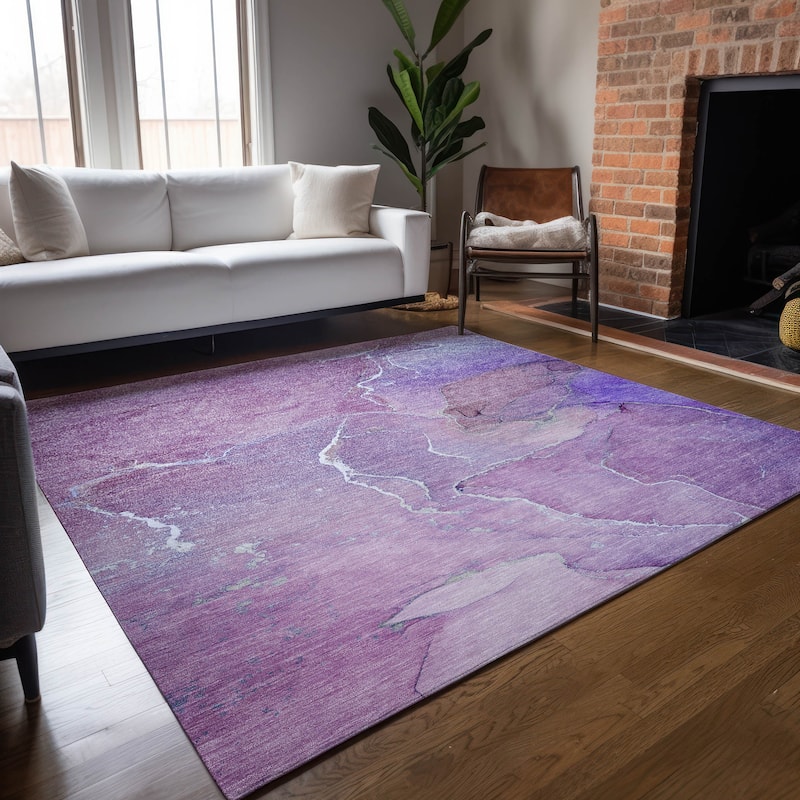 Machine Washable Indoor/ Outdoor Chantille Watercolor Rug