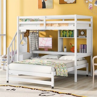 Merax Twin over Full Bunk Bed with Storage Staircase - Bed Bath ...