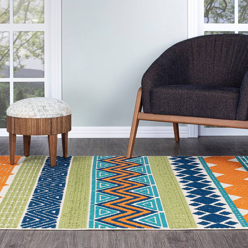 Marbella Contemporary Boho Indoor/Outdoor Area Rug