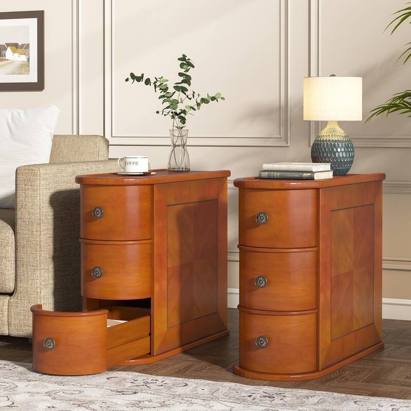 Wood End Table, Narrow Side Table Solid Side Table