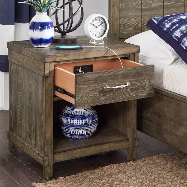 Niles Wood 1-Drawer End Table with Power Outlet by iNSPIRE Q ...