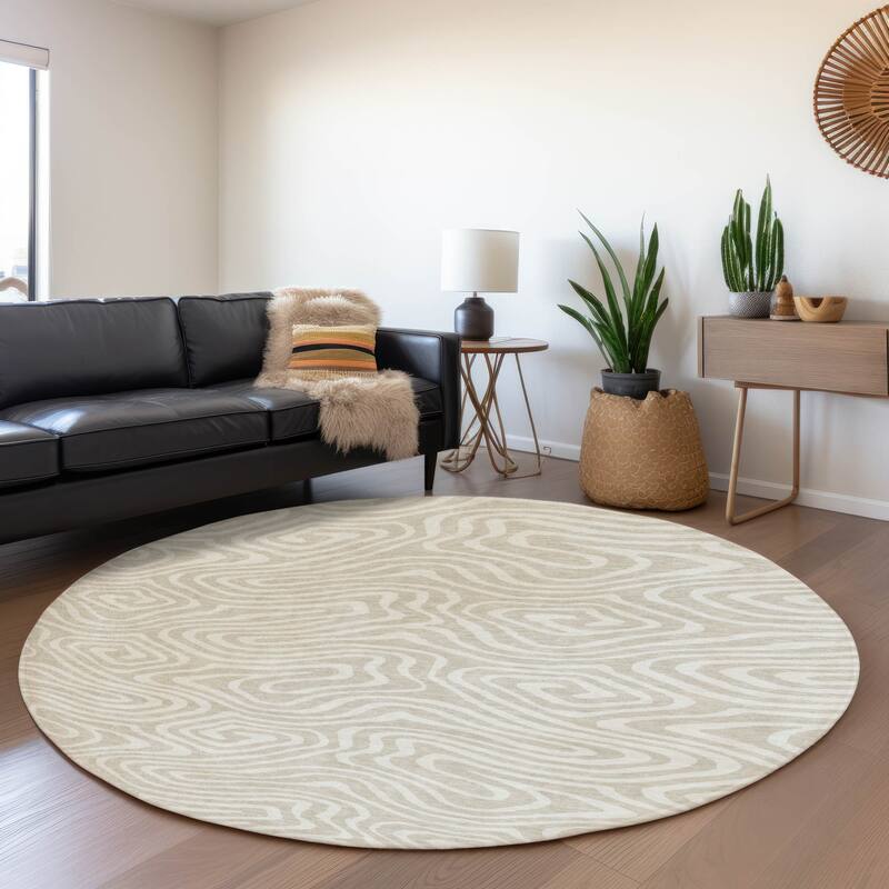 Premium Washable Super Soft Modern Maze Mayfield Rug - Beige - 8' x 8'