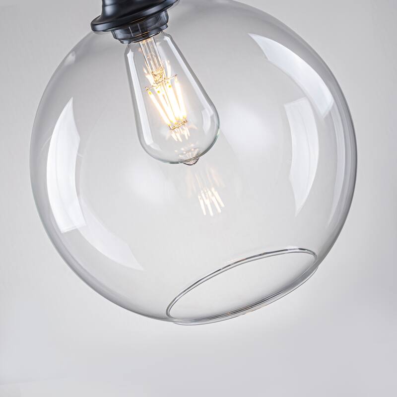 Starsky 1-Light 9.84in. Modern Globe Single Clear Glass Pendant Light - Black