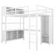 preview thumbnail 6 of 12, Off White Full Size Metal Loft Bed with Wardrobe And L-shaped Desk, Storage Cubes and Shelves for Kids, Teens, Adults