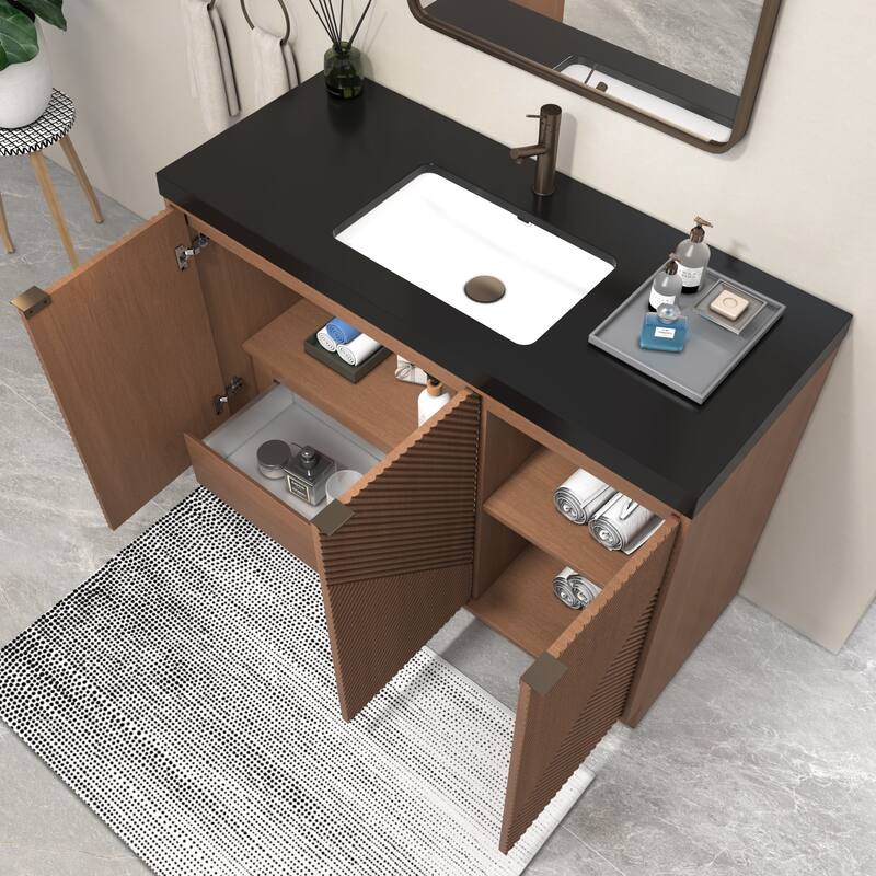 Milano 48" Freestanding Bathroom Vanity with Black Acrylic Sink
