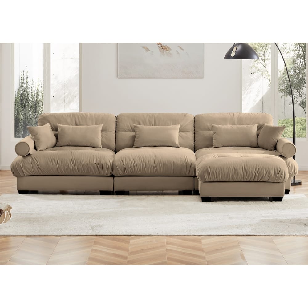 Comfort Convertible Modular Velvet Sectional Sofa Cloud Couch for Living Room