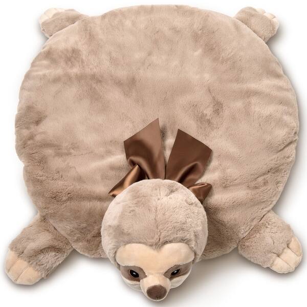 slide 2 of 6, Bearington Baby Lil' Speedster 30 x 30 Inch Sloth Plush Tummy Time Mat, Baby Décor Blanket - Multi