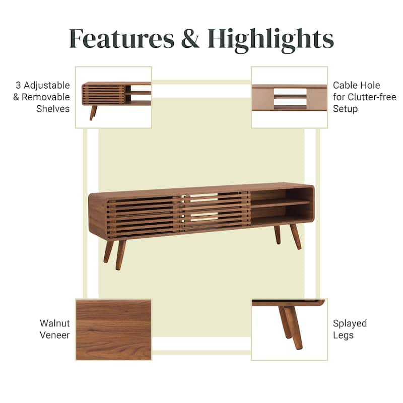 NPD Furniture Wilson 58 Inch Slat Low TV Stand