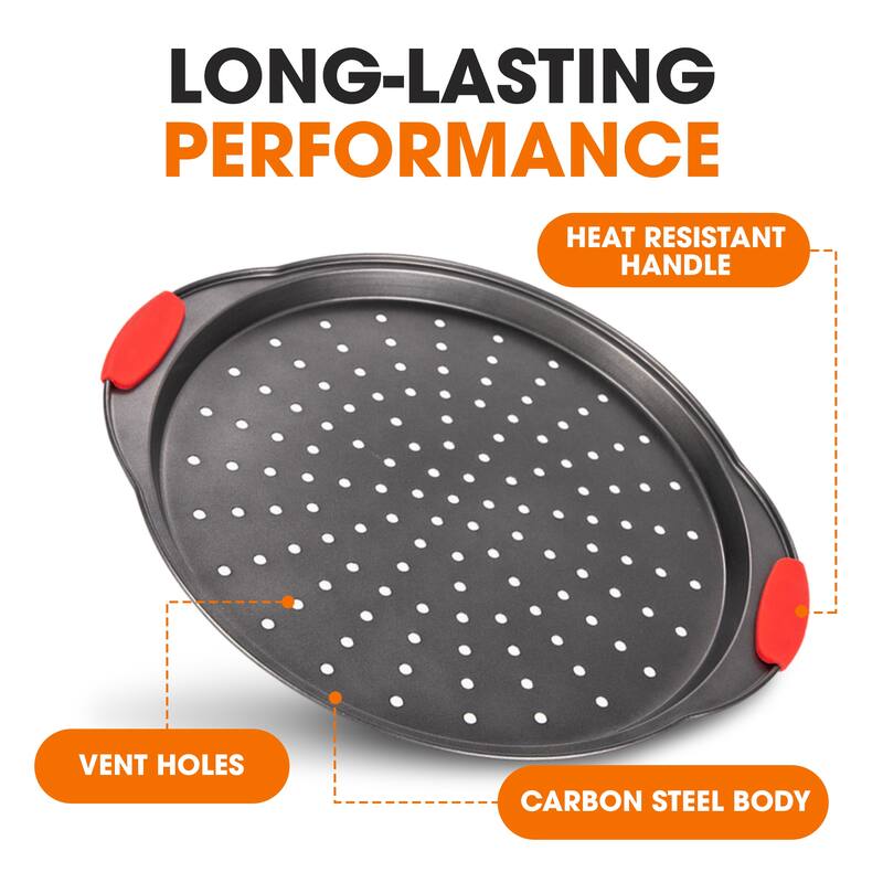 Cheer Collection 13 Inch Premium Carbon Steel Nonstick Pizza Pan - 13"