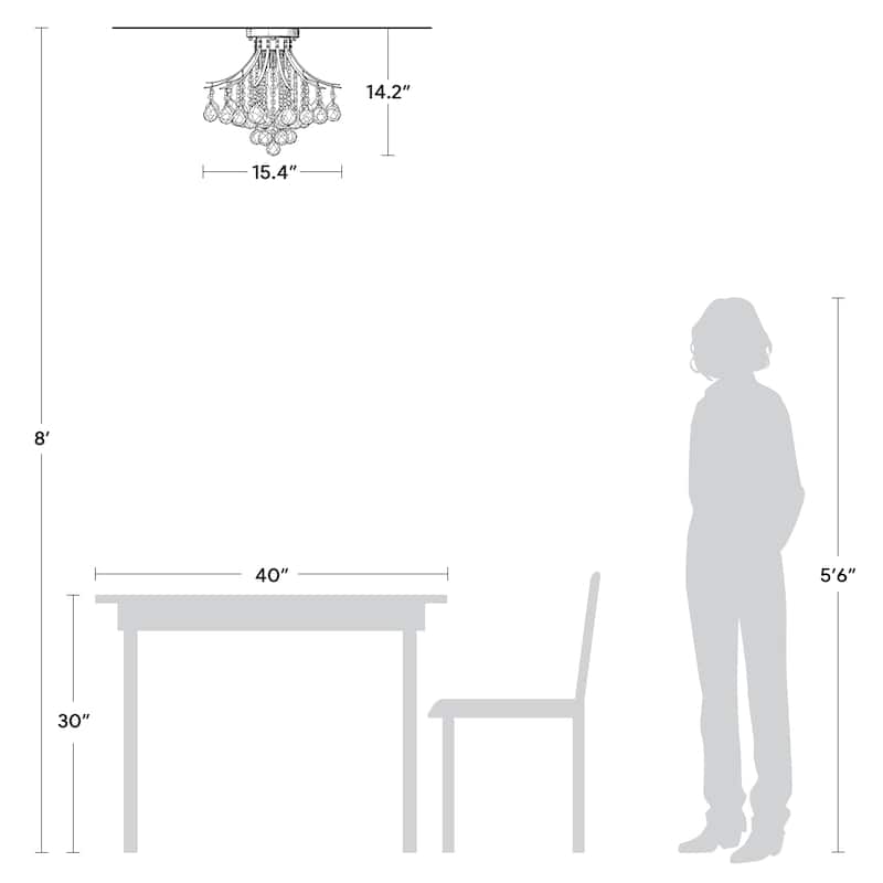 CO-Z 3-Light Crystal Raindrop Flush Mount Chandelier