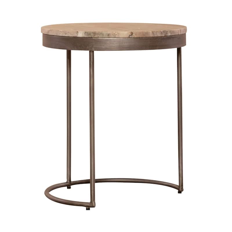 Eclipse Greystone Marble Top Pewter Metal Nesting Tables
