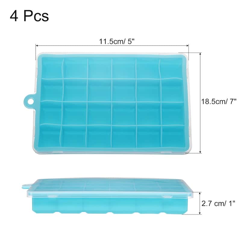 4pcs Ice Cube Tray with Lids, Silicone Square Ice Molds for Freezer - Light Blue
