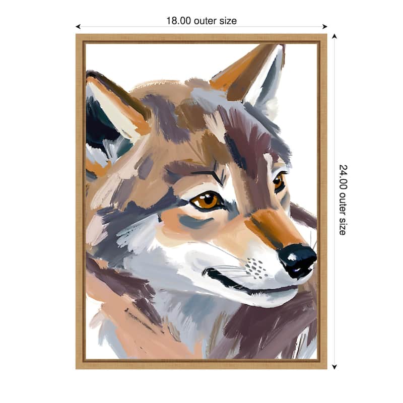 Wolf by Ohkimiko Framed Canvas Wall Art - 18 x 24 in