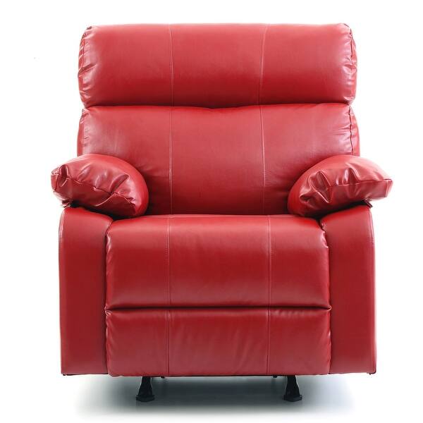 slide 2 of 4, Faux Leather Upholstered Reclining Chair with Padded Arms - 39" - Red
