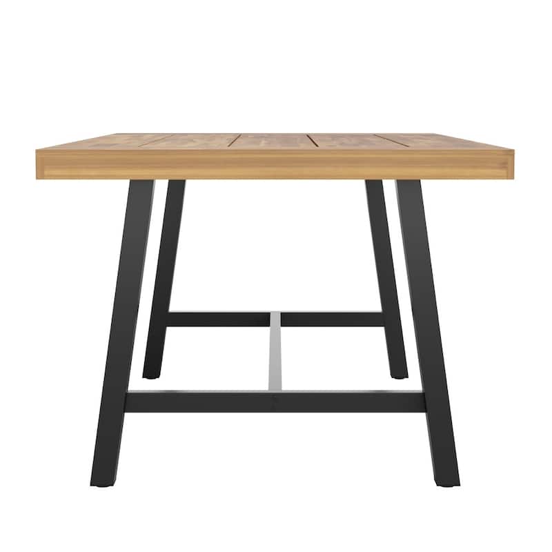 All Weather Commercial Acacia Wood Top Patio Table with Metal Base