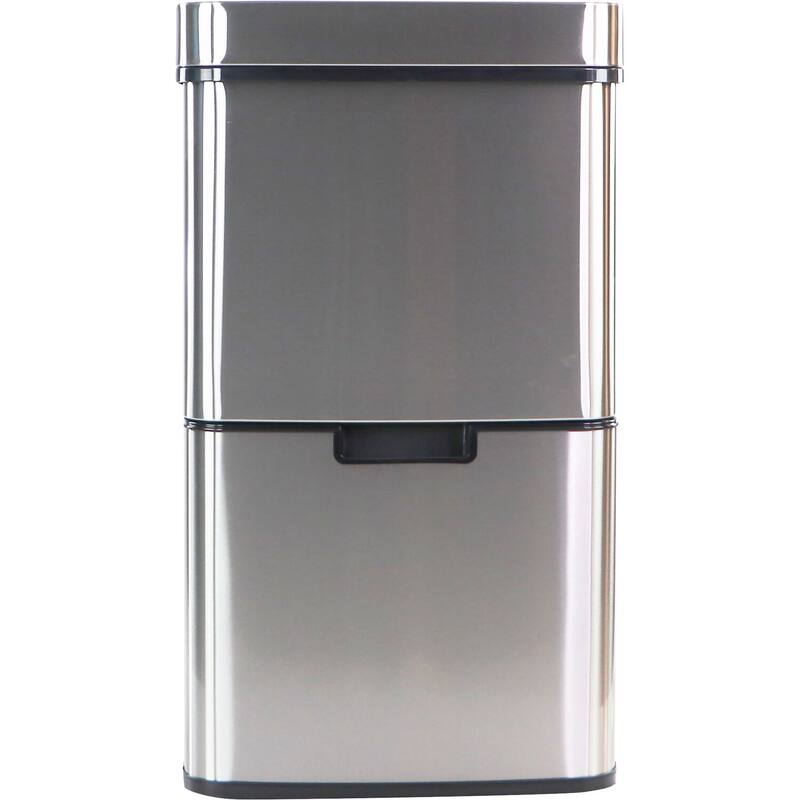 Hanover 62-Liter / 16.4-Gallon Trash Can with Dual Bins and Sensor Lid in Stainless Steel