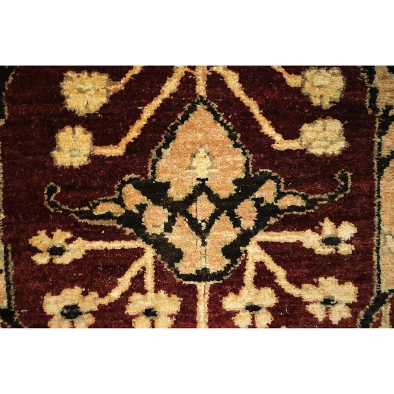 Hand Knotted Oriental 100% Wool Carpet Traditional All-Over Red Ziegler Area Rug - 9' 7'' X 7' 10''