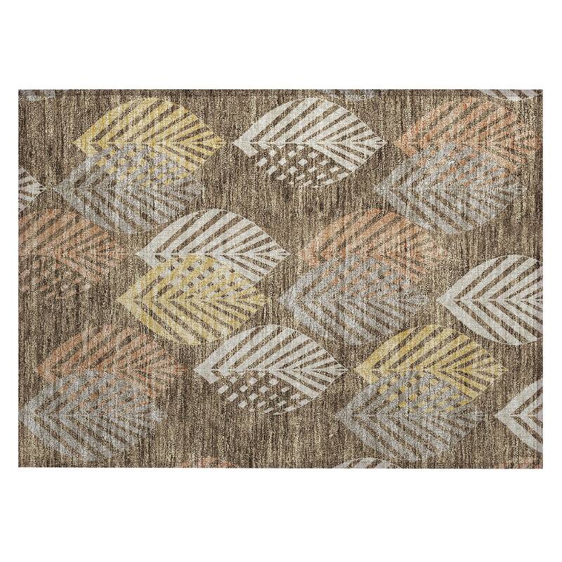 Machine Washable Indoor/ Outdoor Chantille Casual Palm Rug