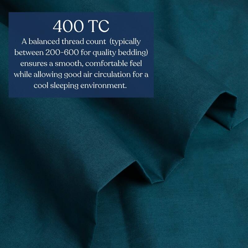Delara GOTS Certified 100% Organic Percale Fitted Sheet Set, 400TC Long Staple Cotton, Moisture-Wicking, Smooth & Breathable