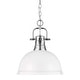 preview thumbnail 1 of 3, Golden Lighting 3602-L CH Duncan 14" Wide Pendant Chrome / Matte White