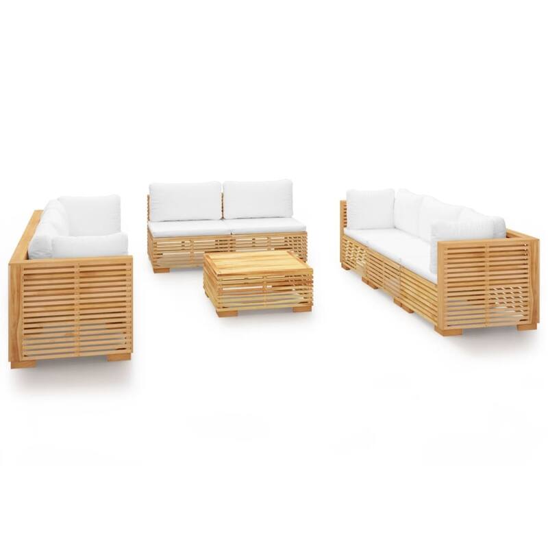 vidaXL 3 Piece Patio Lounge Set with Cushions Solid Wood Teak - 27.4" x 27.4" x 23.6"