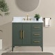 preview thumbnail 10 of 95, Vanity Art 36" Single Sink Bathroom Vanity Cabinet with Engineered Marble Countertop 36"/Golden Brushed Handle - Vintage Green