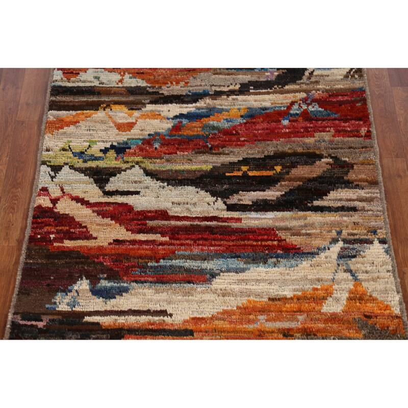 Abstract Moroccan Oriental Rug Handmade Wool Carpet - 4'0" x 5'11"