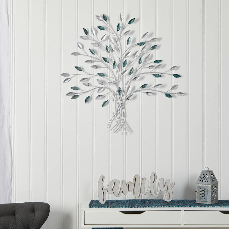 30" x 30" Hand-Painted Metal Tree of Life Wall Art Decor - 30