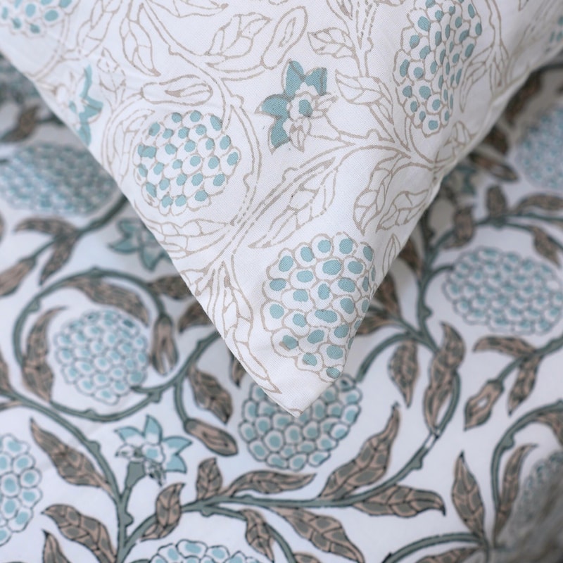 Fabdivine Cotton Hand Block Floral Flat Sheet Bed Room Home Décor Accent Gift