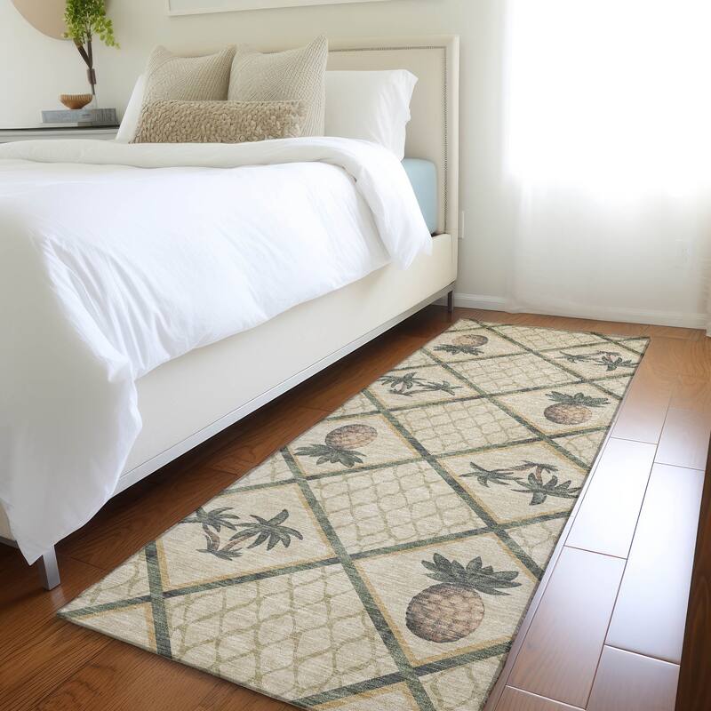 Premium Washable Super Soft Pineapple Palm Tree Mayfield Rug - Sand - 2' 3" x 7' 6" - Runner