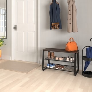 ClosetMaid Modern Walnut Metal Frame 2 Shelf Shoe Bench Bed Bath Beyond 37518037