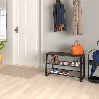ClosetMaid Modern Walnut Metal Frame 2-Shelf Shoe Bench