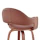 Daxton Mid-Century Swivel Bar Stool, Upholstered Counter Height Chair with Bentwood Legs