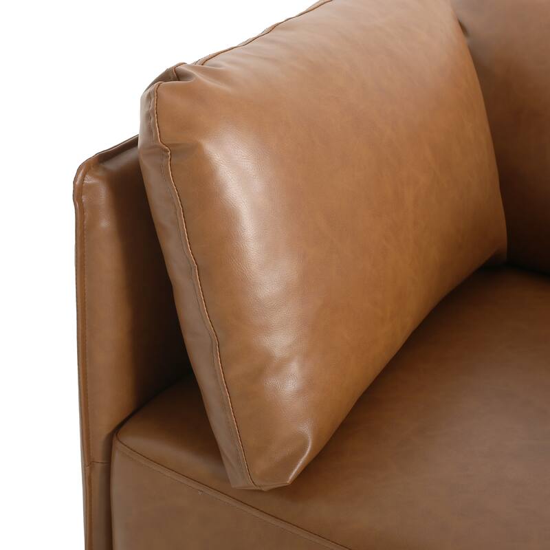 Brown 39.17" Upholstered Accent Chair with Metal Legs and Pillow