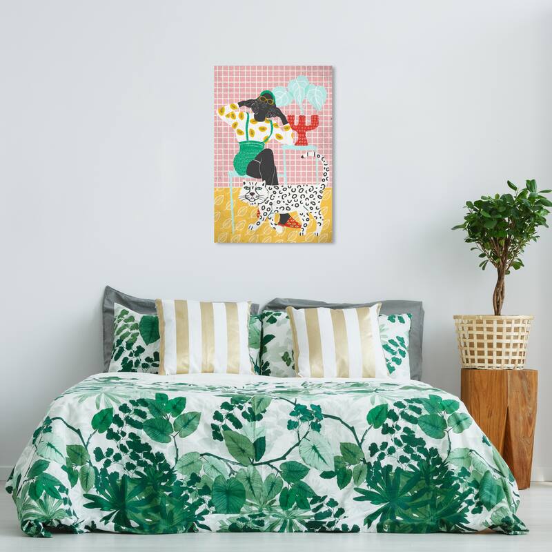 Wynwood Studio Canvas Fashion and Glam Style and Spots Pink and Mustard Modern & Contemporary Wall Art Canvas Print - 36 x 24
