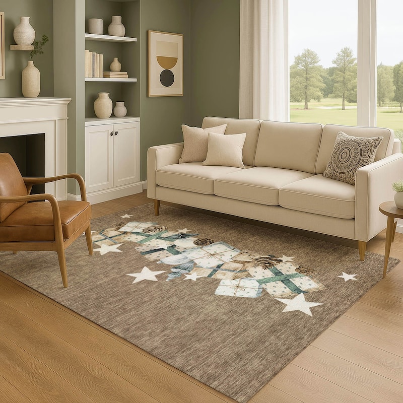 Premium Washable Super Soft Christmas Presents Mayfield Rug - Brown - 10' x 14'