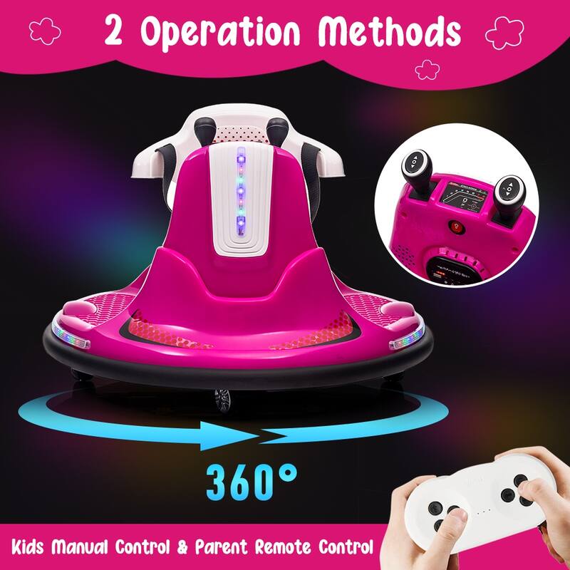 Toddlers Bumper Car Electric Ride On Car with Safety Belt 360 Spin