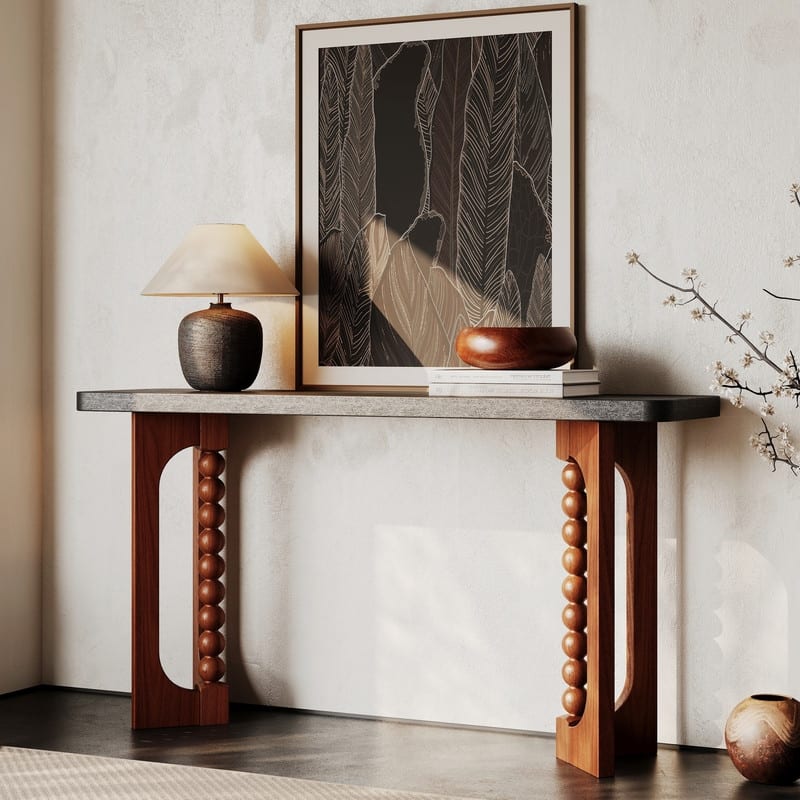 59 Inch Narrow Console Table, Wood Sofa Table Behind Couch Table for Hallway, Living Room