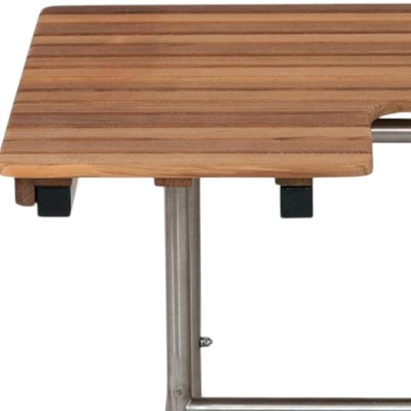 18" X 32" Brown Wall Mount Teak Rectangular Shower Bench With Legs