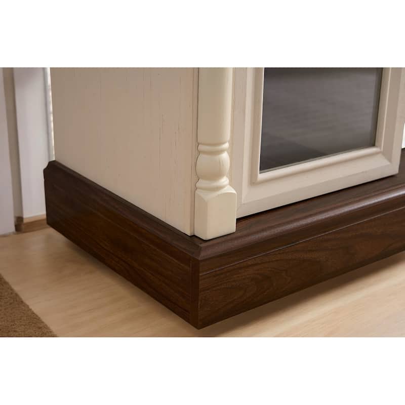 70 Inch Farmhouse Fireplace TV Stand for TVs up to 80 Inches, Media Console with Roman Column Design and LED Lights