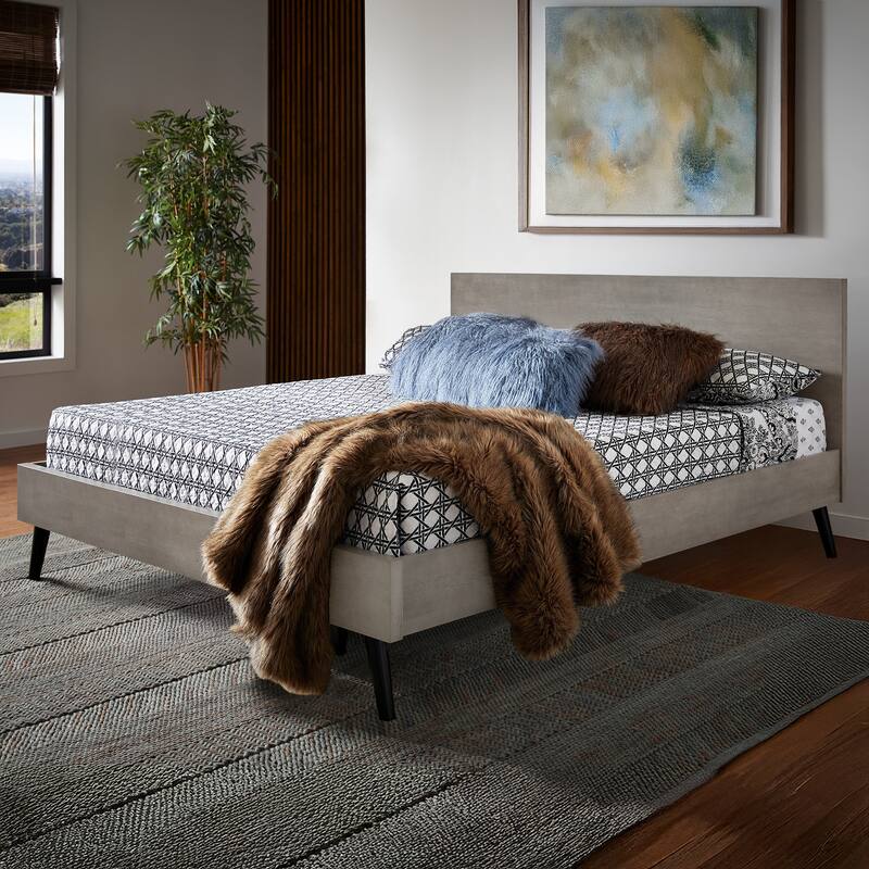 Noe Mid-Century Black Legs Platform Bed by iNSPIRE Q Modern