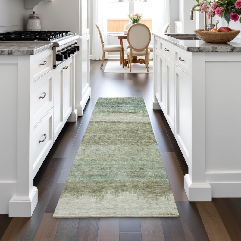 Machine Washable Indoor/Outdoor Watercolor Ombre Chantille Rug
