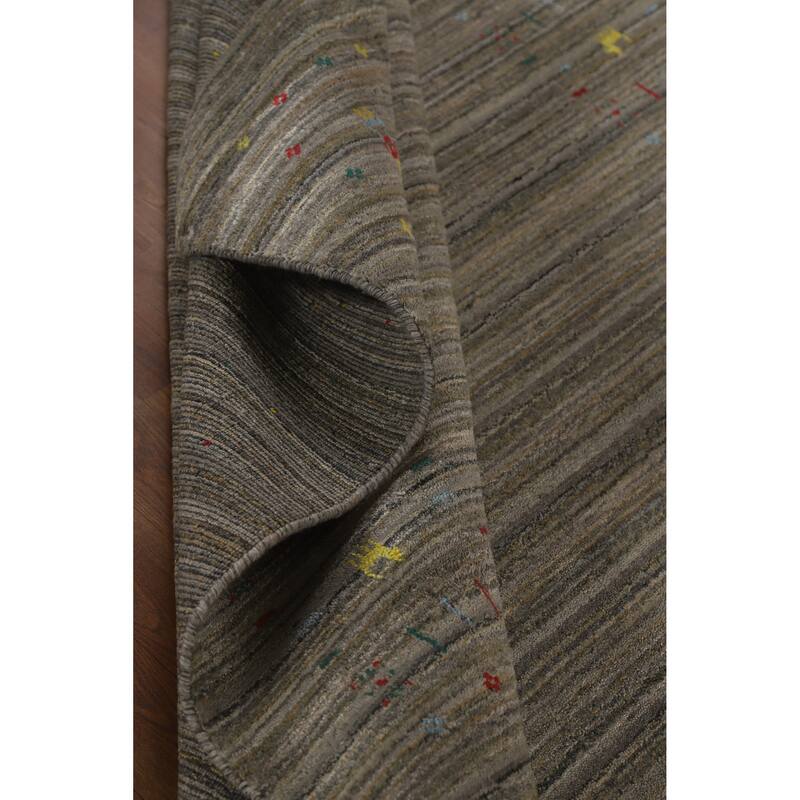 Hand Knotted Oriental 100% Wool Carpet Tribal Tribal Green Gabbeh Area Rug - 8' 2'' X 5' 3''