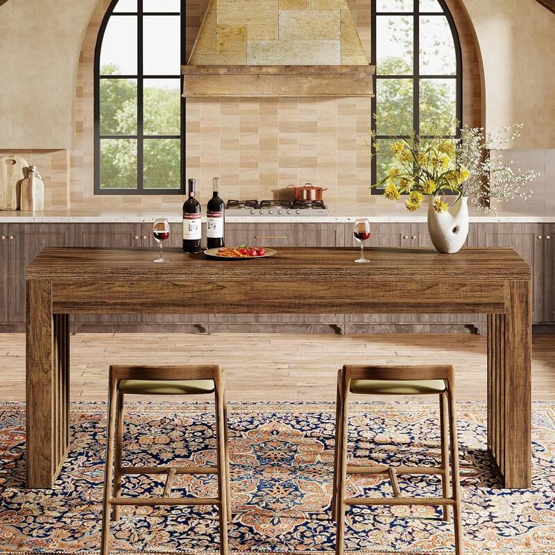 63-inch Bar Height Table, Farmhouse Counter Height Pub Dining Kitchen Table for Dining Room, Bistro, Restaurant
