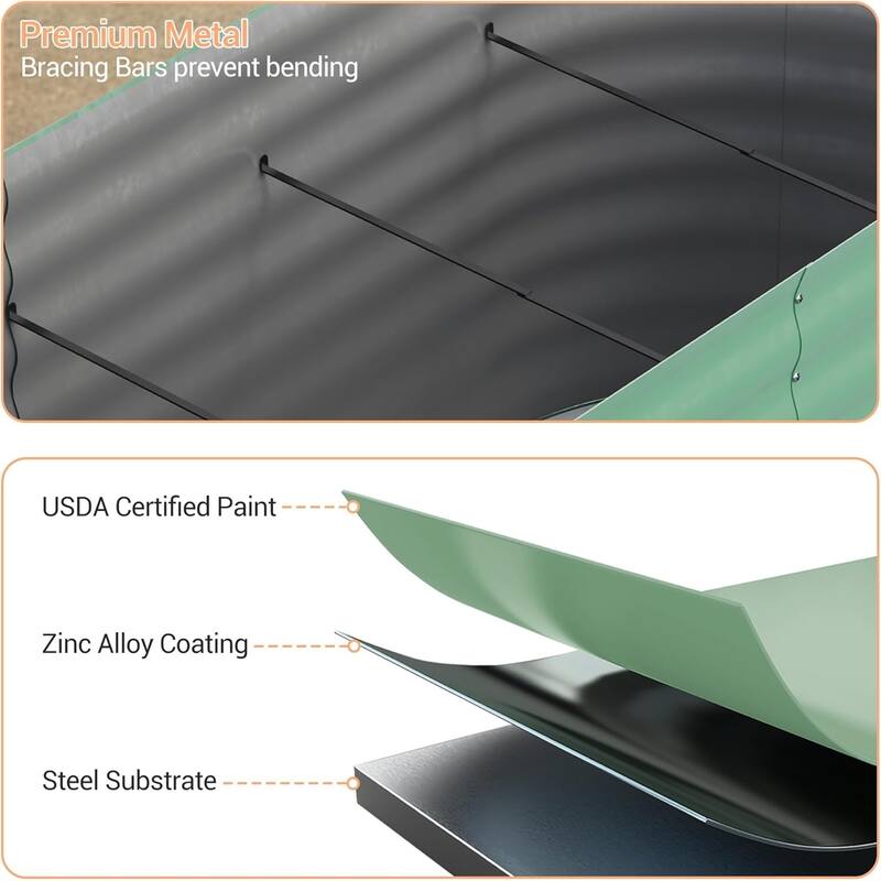 4 x 2 x 2 ft Galvanized Steel Raised Garden Bed Green