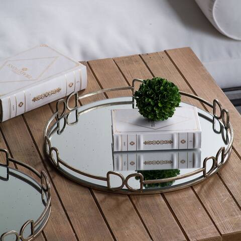 A&B Home Metal and Frosted Glass Tray