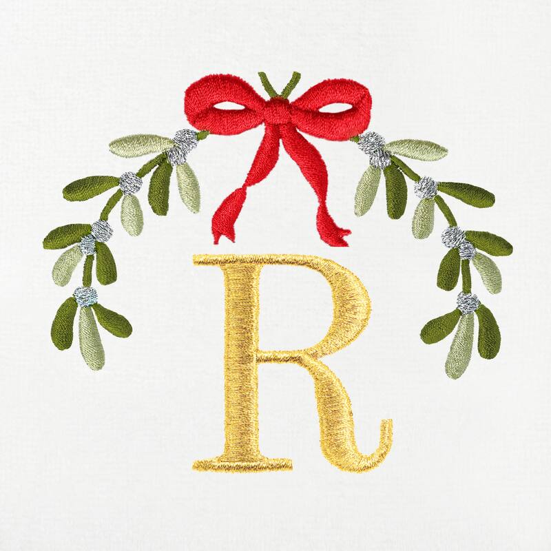 Authentic Hotel and Spa Christmas MISTLETOE MONOGRAM Embroidered Luxury 100% Turkish Cotton Hand Towels Set of 2