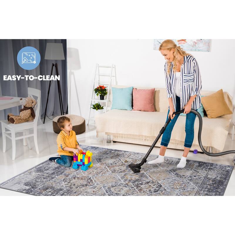 LOOM & LUXE Collection Multi/Traditional Non-Shedding Area Rug