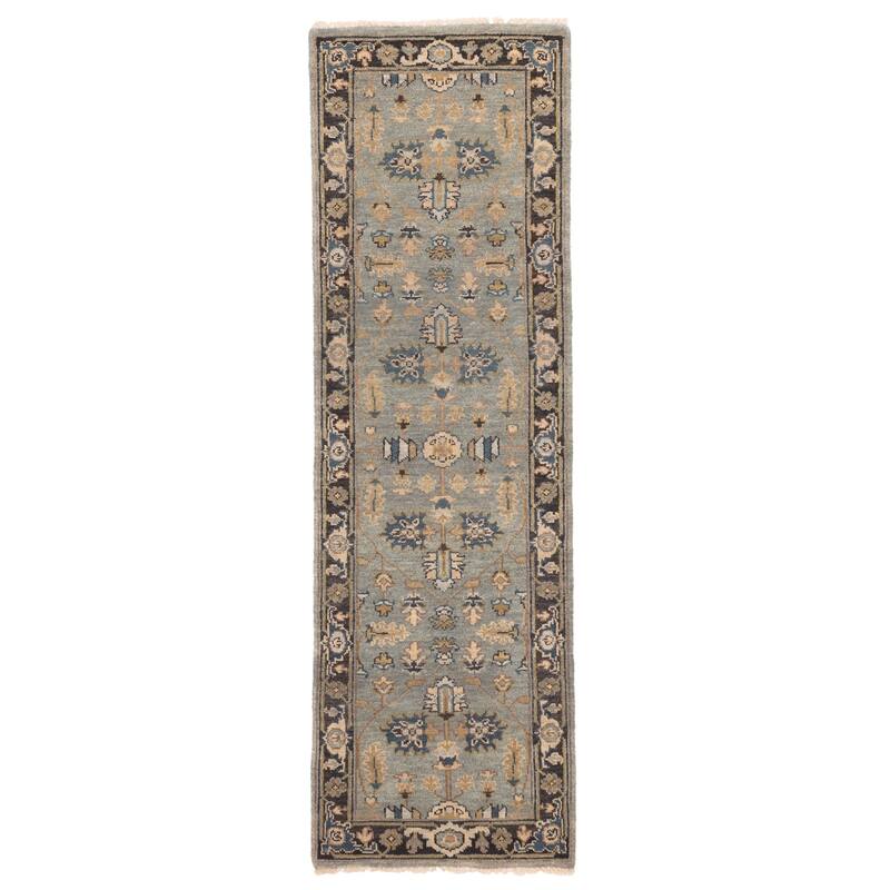 ECARPETGALLERY Hand-knotted Finest Agra Jaipur Teal Wool Rug - 2'5 x 7'11