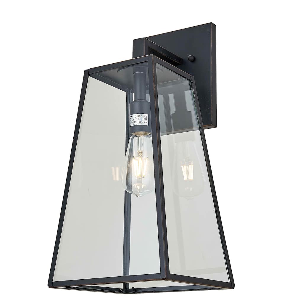 1 Light Outdoor Wall Lantern in Oil Rubbed Bronze Finish and Clear Tempered Glass - Oil Rubbed Bronze